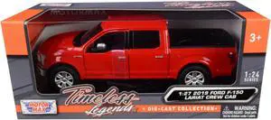 2019 Ford F-150 Lariat Crew Cab Pickup Truck Red 1/24-1/27 Diecast Model Car by Motormax