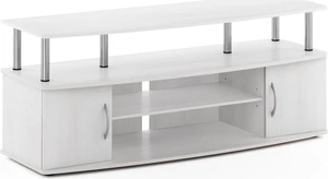 Furinno JAYA Large Entertainment Center Hold up to 55-IN TV, White Oak, Stainless Steel Tubes Furinno JAYA Large Entertainment Center Hold up to 55-IN TV, White Oak, Stainless Steel Tubes