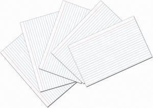 Index Cards, White, Ruled, 1/4" Ruled 5" x 8", 100 Cards