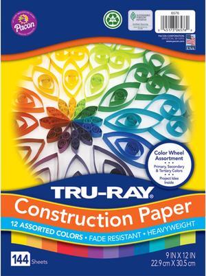 Color Wheel Assortment, 12 Vibrant Colors, 9" x 12", 144 Sheets