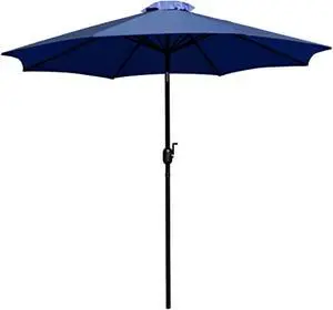 Navy 9 FT Round Umbrella with 1.5" Diameter Aluminum Pole with Crank and Tilt Function