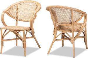 Baxton Studio Varick Modern Bohemian Natural Brown Finished Rattan Dining Chair