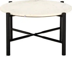 vidaXL Coffee Table White 23.6"x23.6"x13.8" Real Stone with Marble Texture