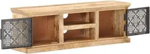 vidaXL TV Cabinet with Steel Doors 47.2"x11.8"x15.7" Solid Mango Wood