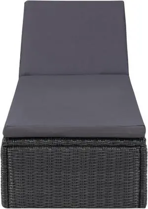 vidaXL Sunlounger Poly Rattan Black and Dark Gray
