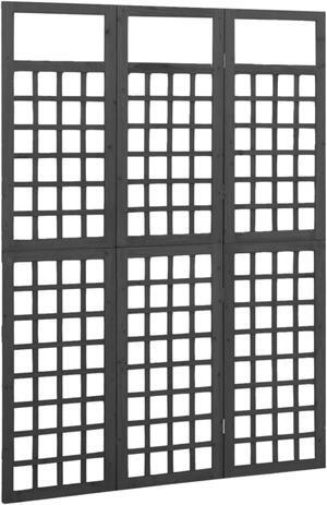 vidaXL 3-Panel Room Divider/Trellis Solid Fir Wood Black 47.6"x70.9"