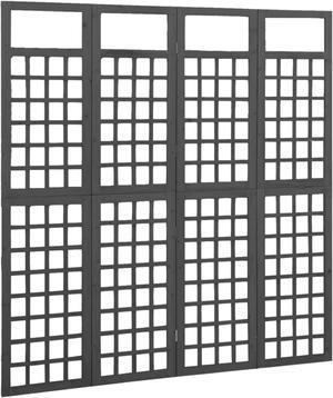 vidaXL 4-Panel Room Divider/Trellis Solid Fir Wood Black 63.4"x70.9"