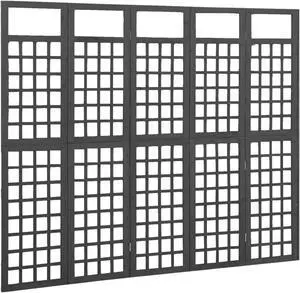 vidaXL 5-Panel Room Divider/Trellis Solid Fir Wood Black 79.3"x70.9"