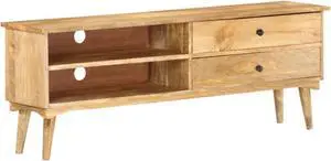vidaXL TV Cabinet 55.1"x11.8"x19.7" Solid Mango Wood