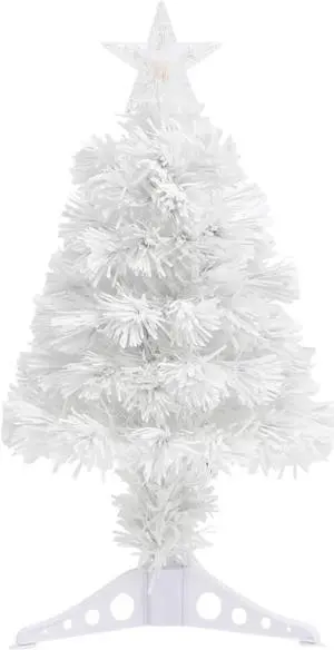 vidaXL Artificial Christmas Tree with LED White 25.2" Fiber Optic