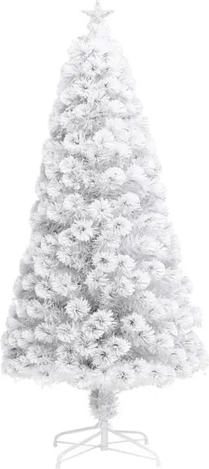 vidaXL Artificial Christmas Tree with LED White 47.2" Fiber Optic