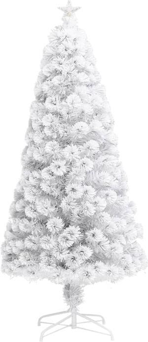 vidaXL Artificial Christmas Tree with LED White 59.1" Fiber Optic