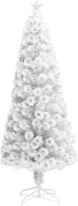 vidaXL Artificial Christmas Tree with LED White 82.7" Fiber Optic