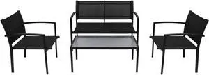 vidaXL 4 Piece Patio Lounge Set Textilene Black
