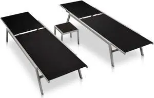 vidaXL Sun Loungers 2 pcs with Table Steel and Textilene Black