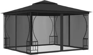 vidaXL Gazebo with Nets 9.8'x9.8'x8.7' Anthracite
