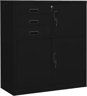 vidaXL Office Cabinet Black 35.4"x15.7"x40.2" Steel