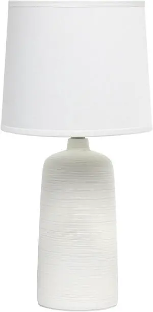 Simple Designs Textured Linear Ceramic Table Lamp, Off White