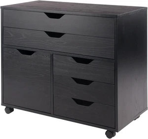 Halifax Wide Storage Cabinet, 3-Small & 2-Wide Drawers, Black Halifax Wide Storage Cabinet, 3-Small & 2-Wide Drawers, Black
