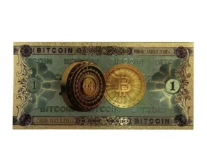 One Bitcoin 24K Gold Plated Foil Banknote Collectors Bill Noncurrency Replica Art Collection One Bitcoin 24K Gold Plated Foil Banknote Collectors Bill Noncurrency Replica Art Collection