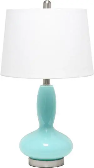 Lalia Home Glass Dollop Table Lamp with White Fabric Shade, Seafoam