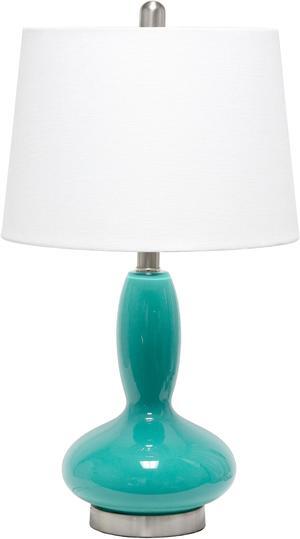 Lalia Home Glass Dollop Table Lamp with White Fabric Shade, Teal