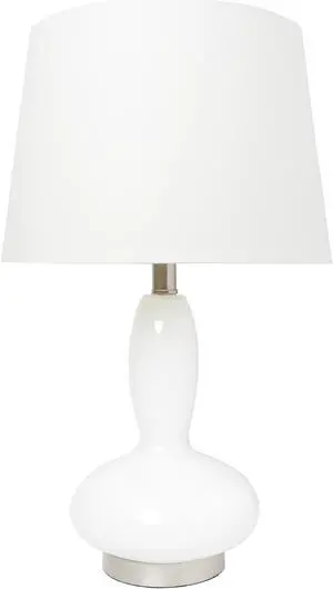 Lalia Home Glass Dollop Table Lamp with White Fabric Shade, White