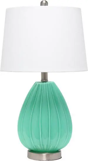 Lalia Home Pleated Table Lamp with White Fabric Shade, Seafoam