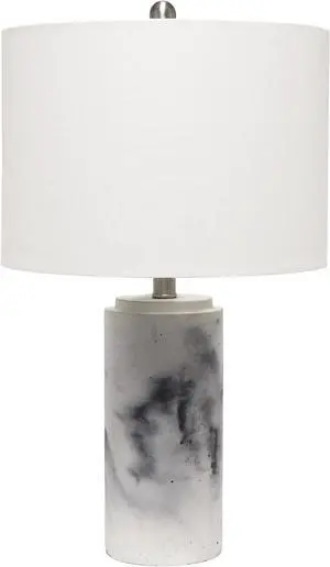 Lalia Home Marbleized Table Lamp with White Fabric Shade,  White