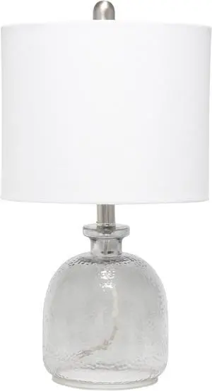 Lalia Home Smokey Gray Hammered Glass Jar Table Lamp with White Linen Shade