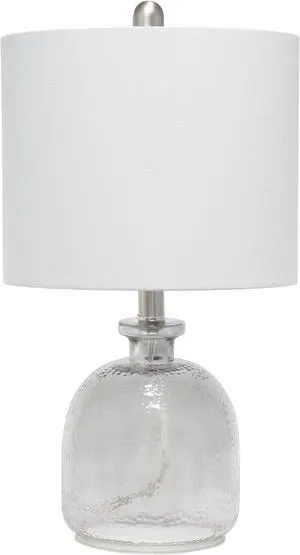 Lalia Home Smokey Gray Hammered Glass Jar Table Lamp with Gray Linen Shade