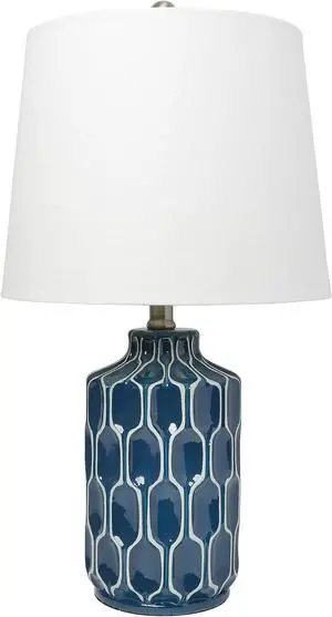 Lalia Home Moroccan Table Lamp with Fabric White Shade, Blue