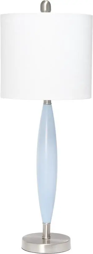 Lalia Home Stylus Table Lamp with White Fabric Shade, Blue