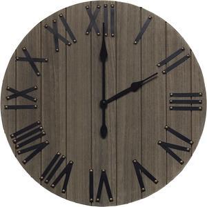 Elegant Designs Handsome 21" Rustic Farmhouse Wood Wall Clock, Rustic Gray