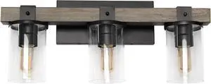 Lalia Home Farmhouse Rustic Wood Look 3 Light Bath Vanity, Gray