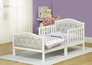 417 French White Padded Gray Toddler Bed