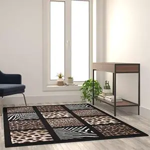Flash Furniture Menagerie Collection 5' X 7' Modern Animal Print Olefin Area Rug with Cheetah, Leopard, Zebra and Giraffe Design Raised Squares Flash Furniture Menagerie Collection 5' X 7' Modern Animal Print Olefin Area Rug with Cheetah, Leopard, Zebra and Giraffe Design Raised Squares