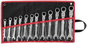 12Pc 8-19mm Metric Combination Wrench Flexible Head Ratchet Wrench Set Spanner Tool Set