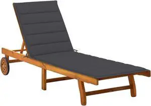 vidaXL Patio Sun Lounger with Cushion Solid Acacia Wood vidaXL Patio Sun Lounger with Cushion Solid Acacia Wood