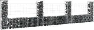 vidaXL U-shape Gabion Basket with 4 Posts Iron 149.6"x39.4" Wire Wall Fence
