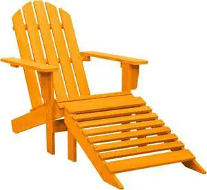 vidaXL Patio Adirondack Chair with Ottoman Solid Fir Wood Orange