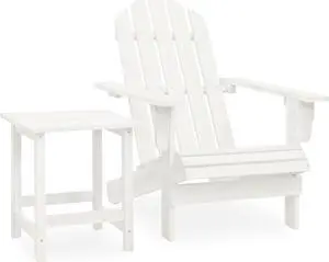 vidaXL Patio Adirondack Chair with Table Solid Fir Wood White
