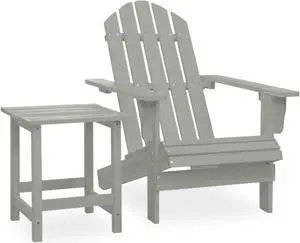 vidaXL Patio Adirondack Chair with Table Solid Fir Wood Gray