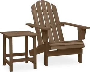 vidaXL Patio Adirondack Chair with Table Solid Fir Wood Brown