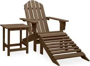 vidaXL Patio Adirondack Chair with Ottoman&Table Solid Fir Wood Brown