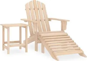 vidaXL Patio Adirondack Chair with Ottoman and Table Solid Fir Wood