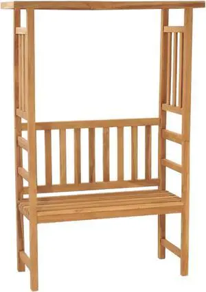 vidaXL Patio Bench with Pergola 45.3" Solid Teak Wood