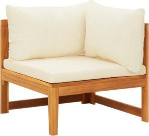 vidaXL Corner Sofa with Cream White Cushions Solid Acacia Wood
