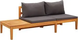vidaXL Patio Bench with Table Dark Gray Cushions Solid Acacia Wood