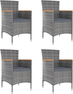 vidaXL Patio Dining Chairs 4 pcs Poly Rattan Gray